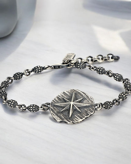 Kompass-Modell, Herrenarmband aus 925er-Sterlingsilber