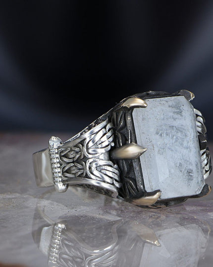 925 Silber Weißer Paraiba Herrenring