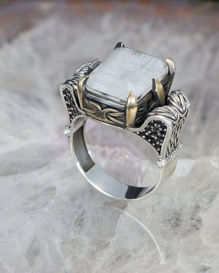 925 Silber Weißer Paraiba Herrenring