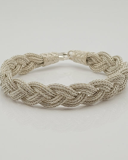 Unisex Geflochtenes Armband 925er Silber Fuchs Weiß