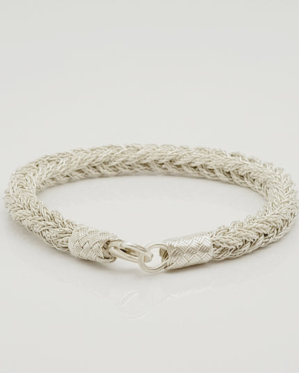 Unisex Geflochtenes Armband 925er Silber Fuchs Quadrat Weiß