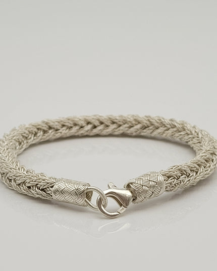 Unisex Geflochtenes Armband 925er Silber Fuchs Quadrat Weiß