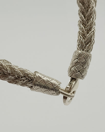 Unisex Geflochtenes Armband 925er Silber Fuchs Quadrat Weiß