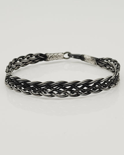 Unisex Geflochtenes Armband 925er Silber Jenseits Schwarz