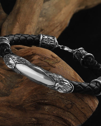 Leder Silber Armband