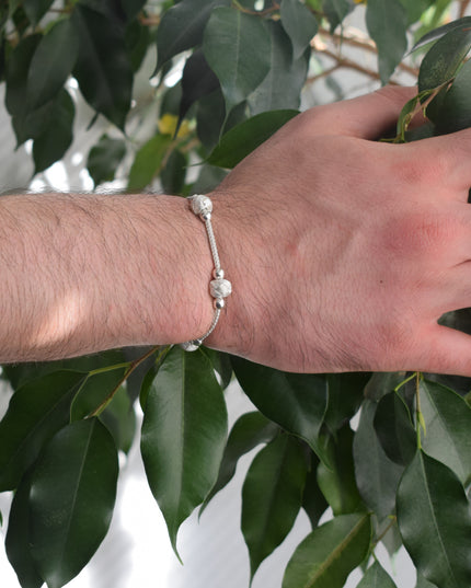 Perlen Unisex  Geflochtenes Armband 925er Silber Weiß