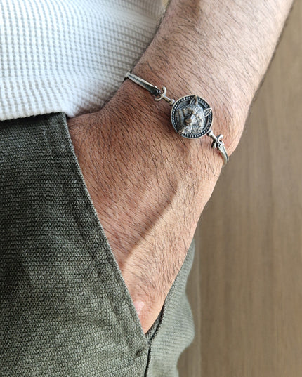 Herren Wolf Freesize Armband Bangle