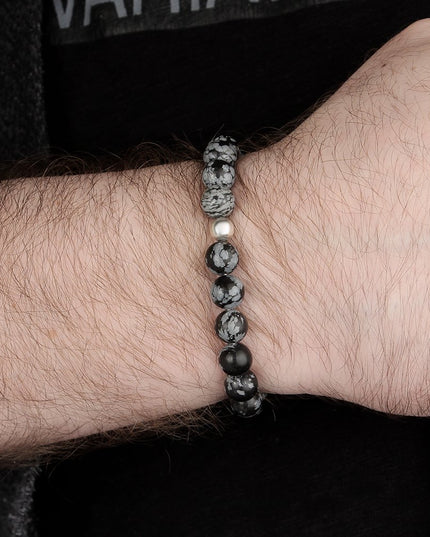 Obsidian-Naturstein-Perlenarmband