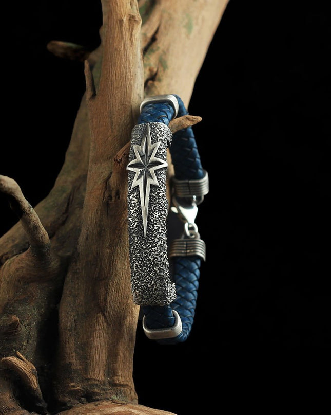 Polarstern Leder Silber Armband