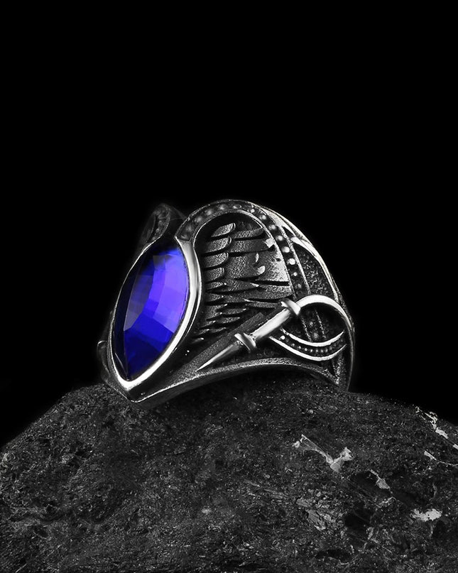 925 Silber blauer Zirkon Ring