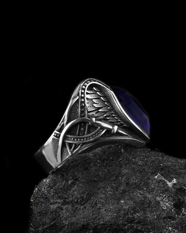 925 Silber blauer Zirkon Ring