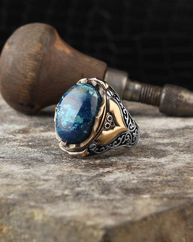 925 Silber Ring Azurit