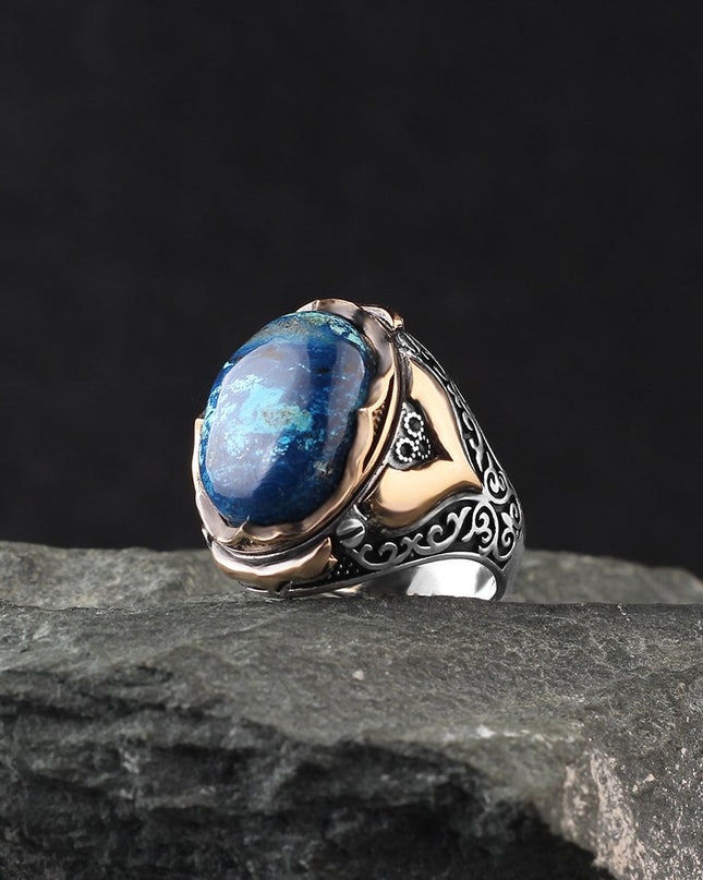 925 Silber Ring Azurit