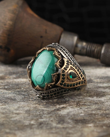 925 Silber Ring Malachit