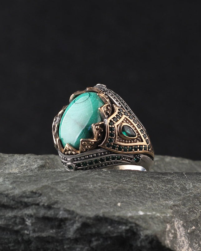 925 Silber Ring Malachit