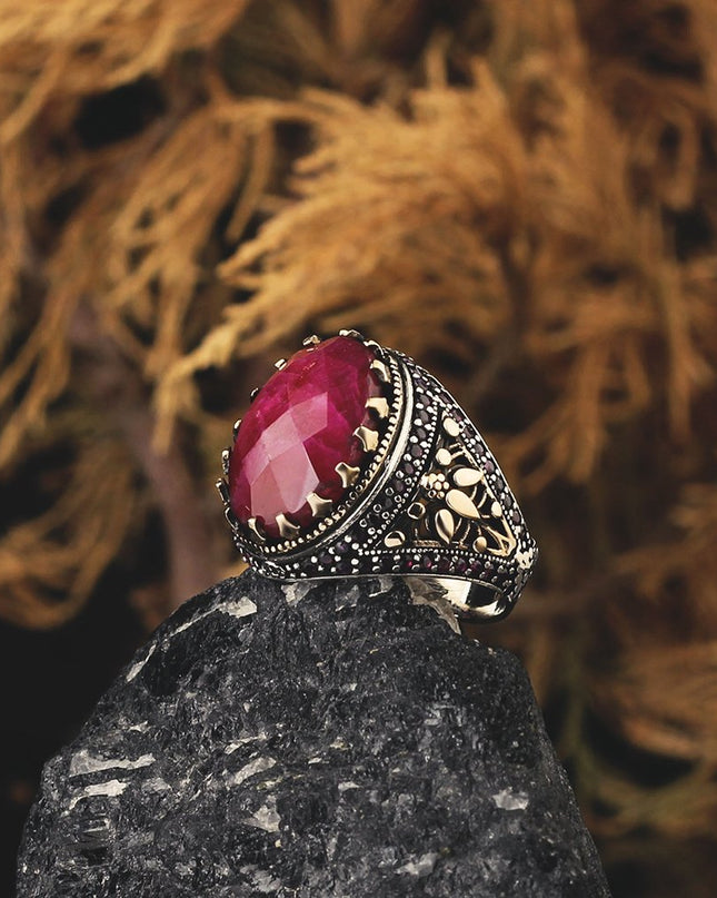 925 Silber Ring Rubinstein