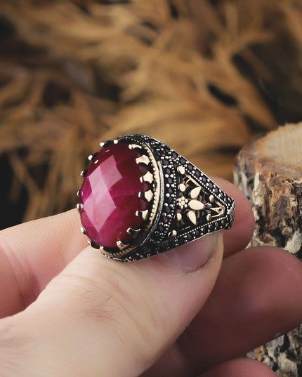 925 Silber Ring Rubinstein