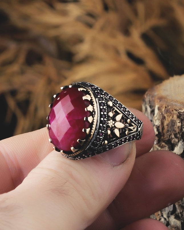 925 Silber Ring Rubinstein