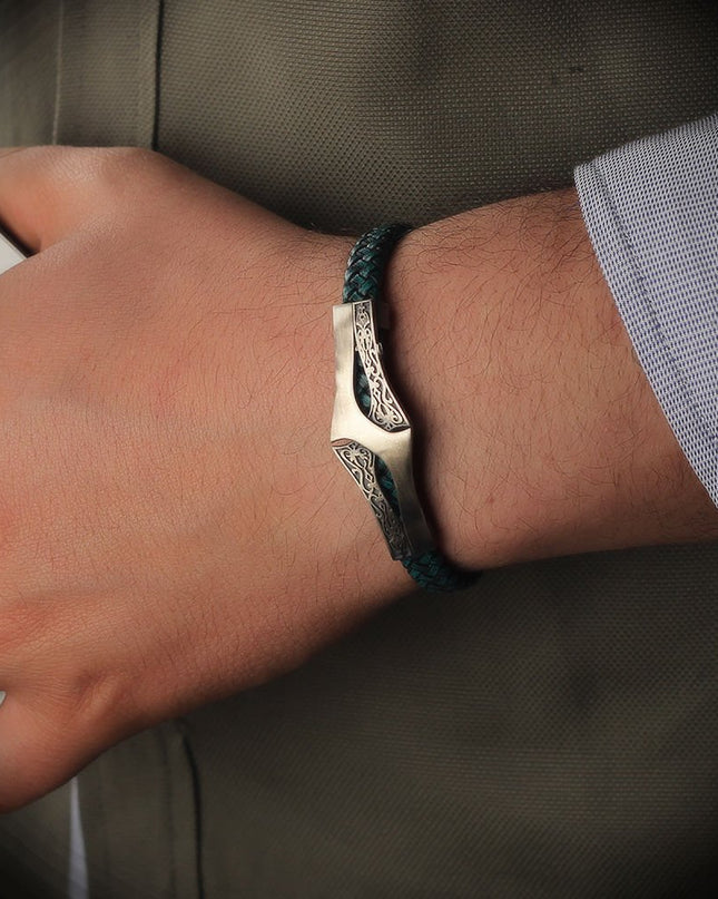 Leder Silber Armband
