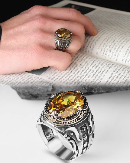 925 Silber Ring Zitrin