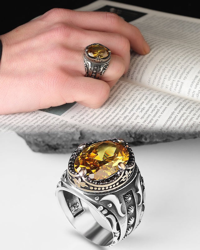 925 Silber Ring Zitrin