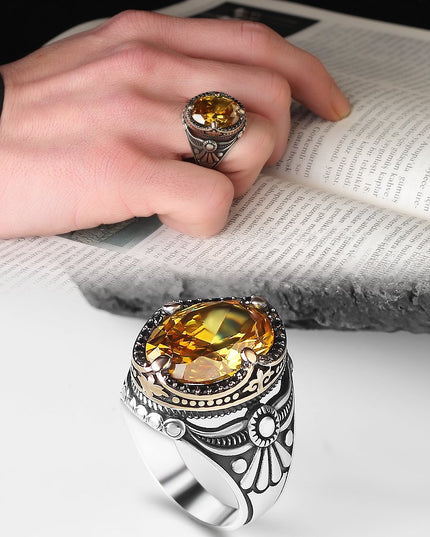 925 Silber Ring Zitrin