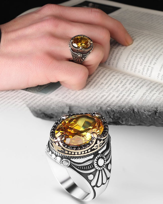 925 Silber Ring Zitrin