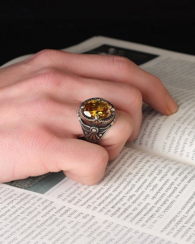 925 Silber Ring Zitrin