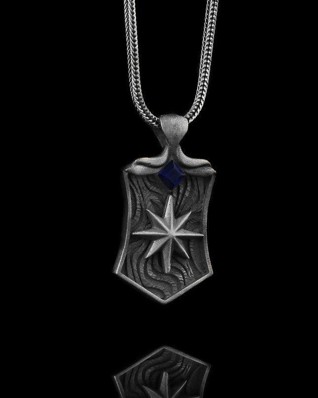 Kompass Halskette 925 Sterling Silber