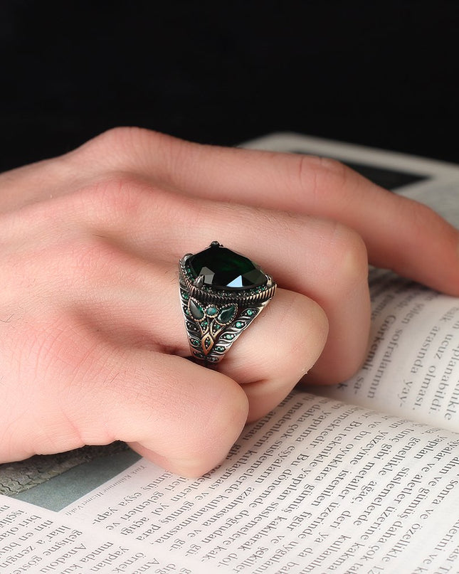 925 Silber Ring Zirkonia Grün