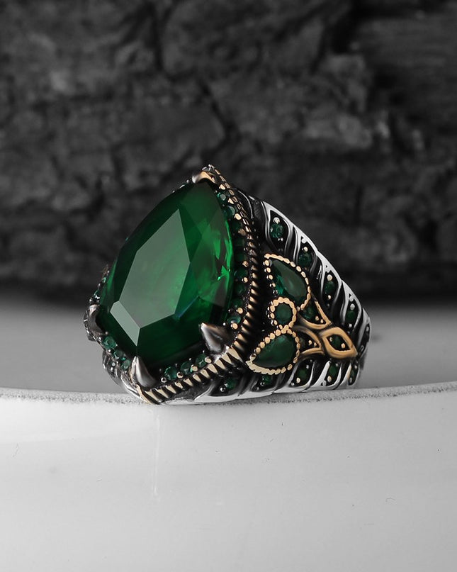 925 Silber Ring Zirkonia Grün
