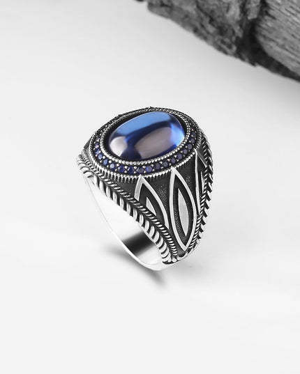 925 Silber Ring mit parlamentsblauem Zirkon