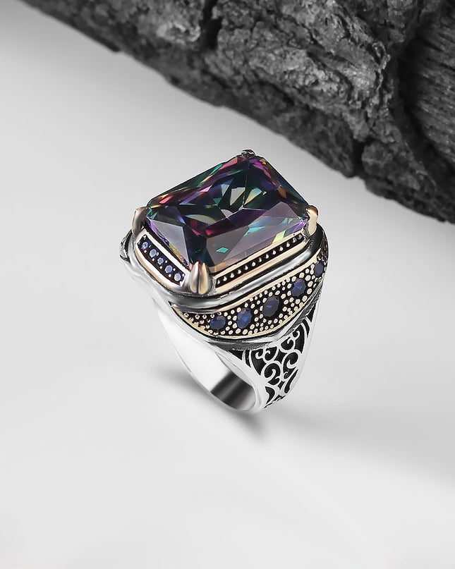 Mystischer Topas 925 Silber Ring