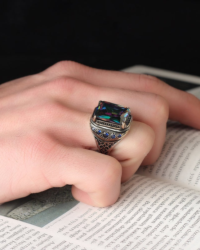 Mystischer Topas 925 Silber Ring