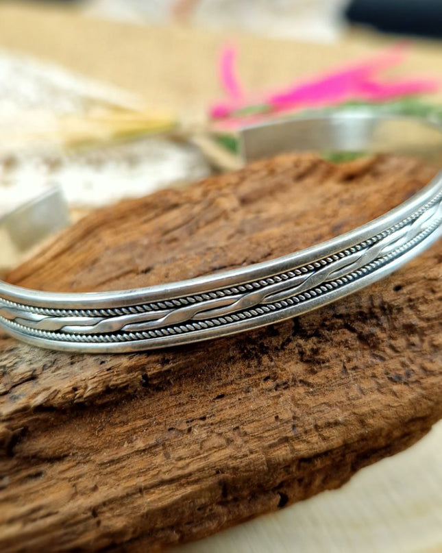925 Silber Unisex Handgemachter Armreif Bangle