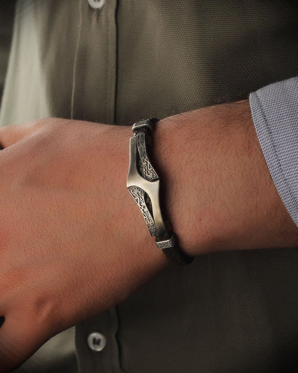 Leder Silber Armband