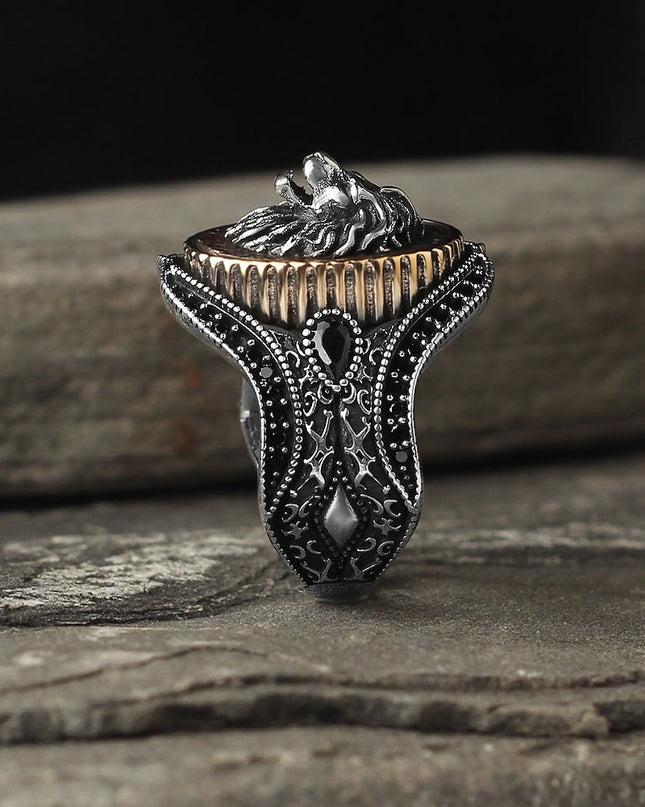 925 Silber Ring Löwe