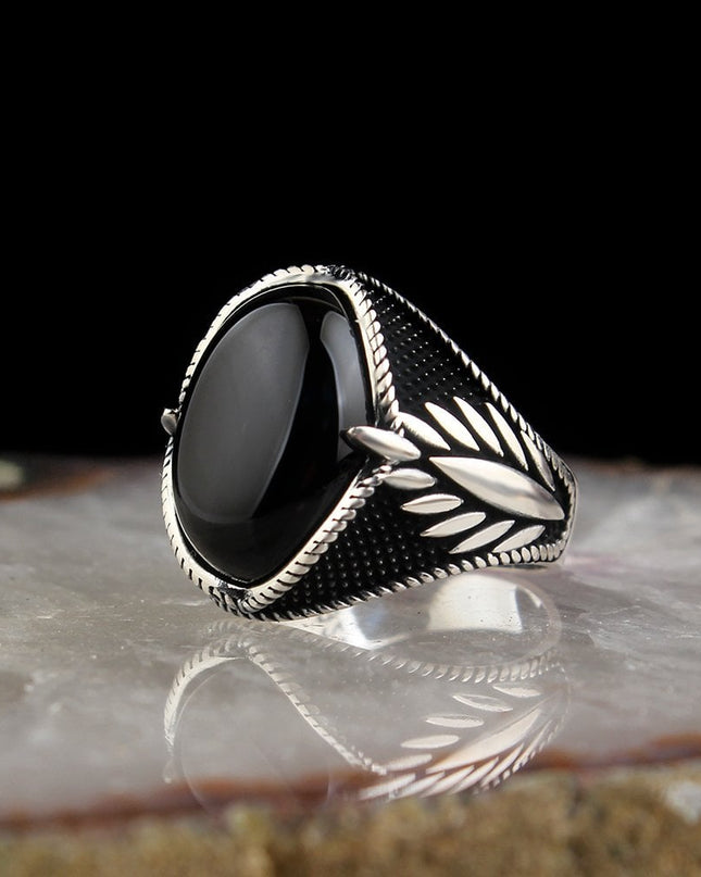 925 Silber Herrenring Onyx