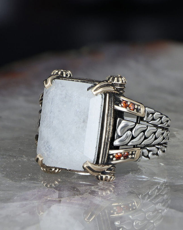 925 Silber Weißer Paraiba Herrenring