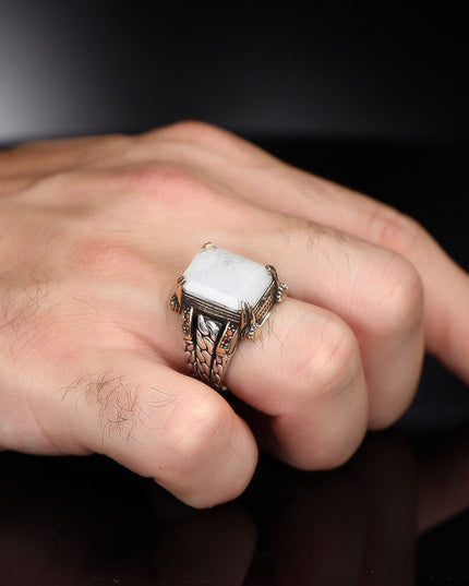 925 Silber Weißer Paraiba Herrenring