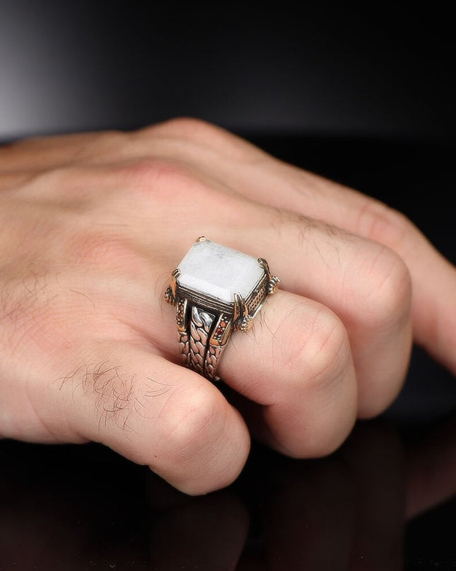 925 Silber Weißer Paraiba Herrenring