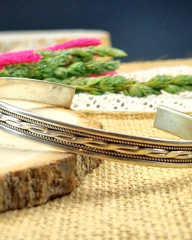 925 Silber Unisex Handgemachter Armreif Bangle