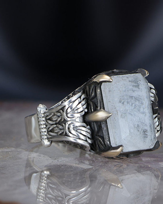 925 Silber Weißer Paraiba Herrenring