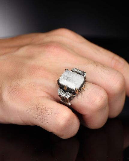 925 Silber Weißer Paraiba Herrenring