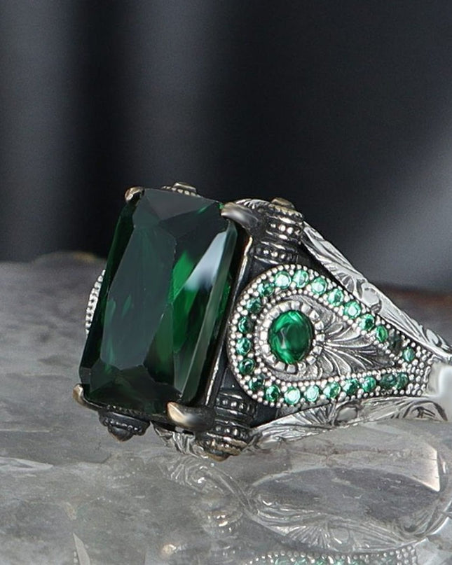 Herren Ring 925 Silber Zirkon