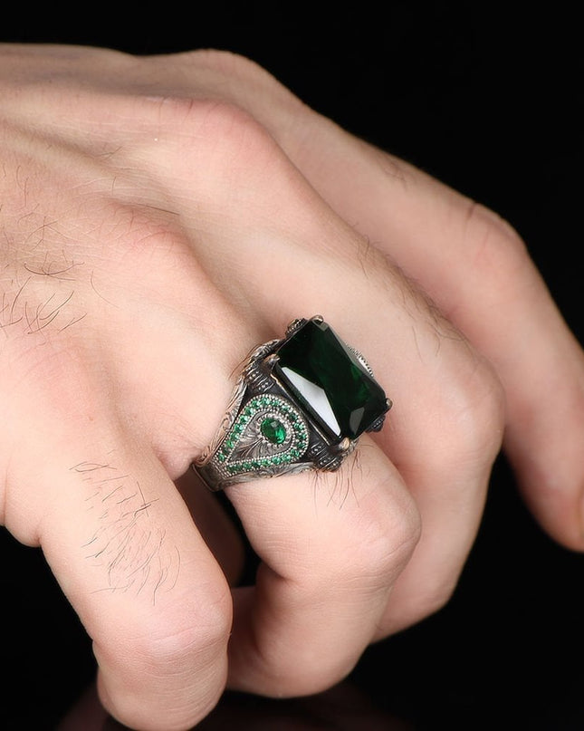 Herren Ring 925 Silber Zirkon
