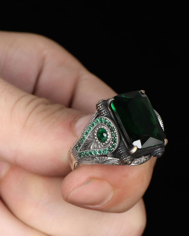 Herren Ring 925 Silber Zirkon