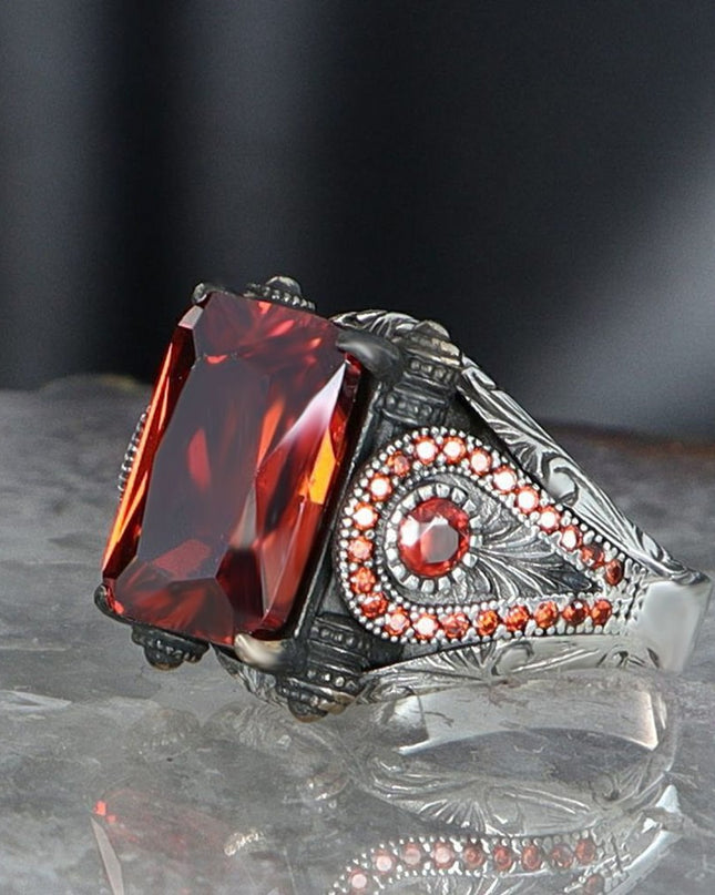 Herren Ring 925 Silber Zirkon