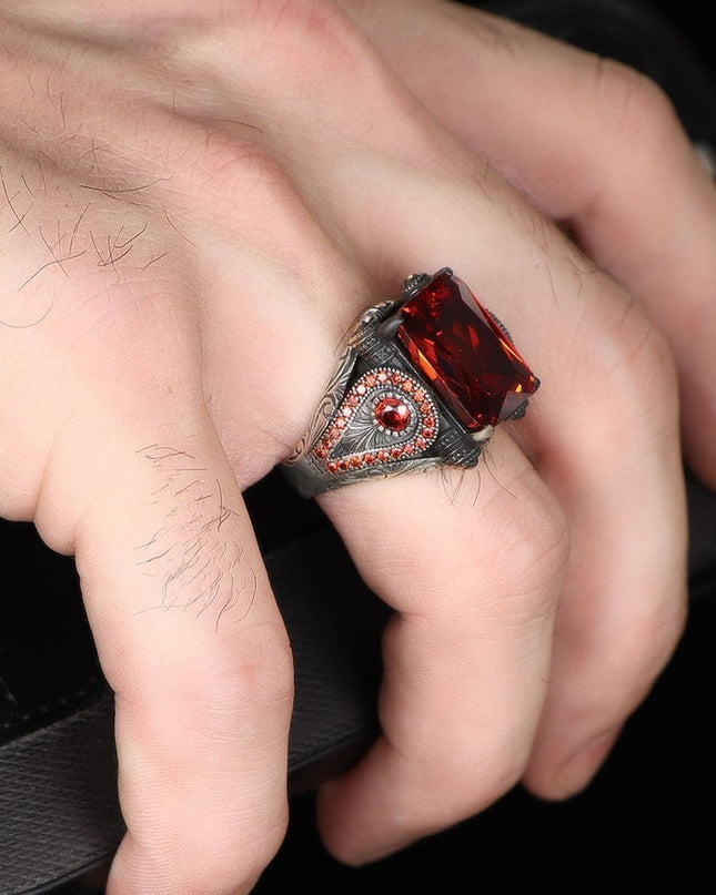 Herren Ring 925 Silber Zirkon