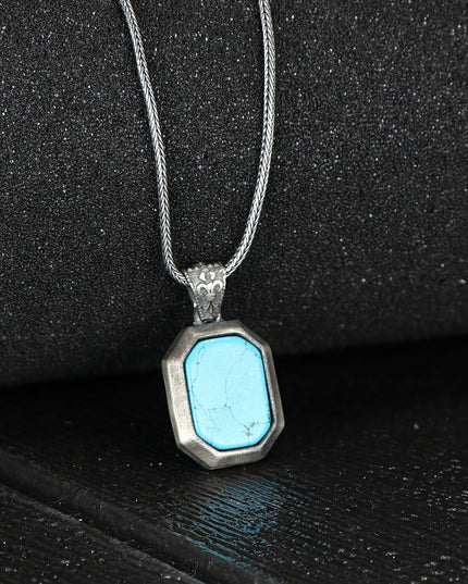 Edelstein Halskette 925 Sterling Silber mit Türkis-Stein
